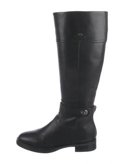 Pre-owned Coach Leather Riding Boots In Black