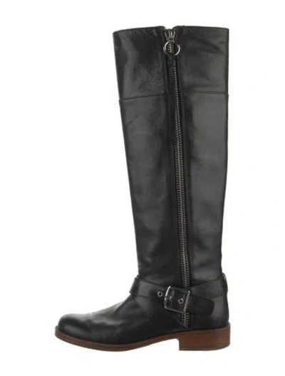 Pre-owned Coach Leather Riding Boots In Black