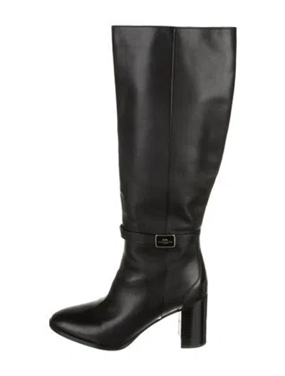 Pre-owned Coach Leather Riding Boots In Black