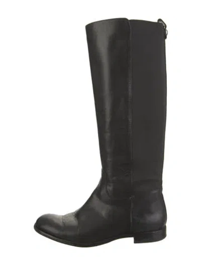 Pre-owned Coach Leather Riding Boots In Black