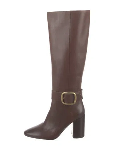 Pre-owned Coach Leather Riding Boots In Brown