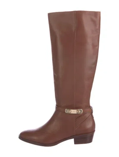 Pre-owned Coach Leather Riding Boots In Brown