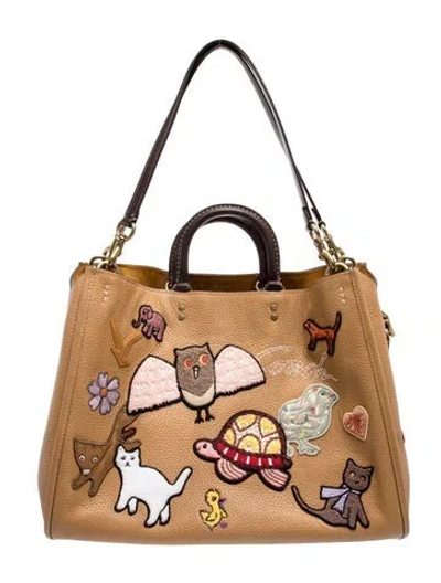 Pre-owned Coach Leather Rogue Creatures 39 In Neutral