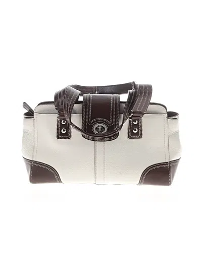 Pre-owned Coach Leather Satchel In Ivory