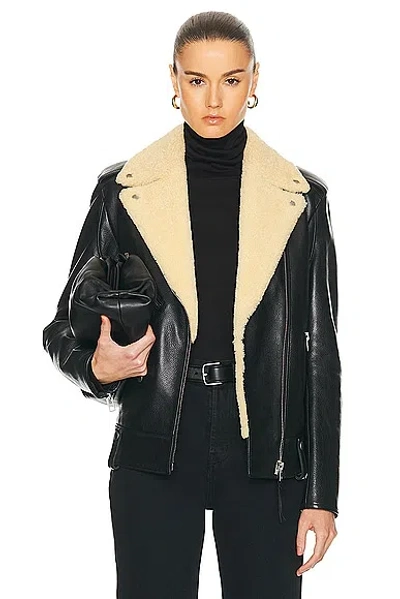 Coach Leather Shearling Moto Jacket In Black