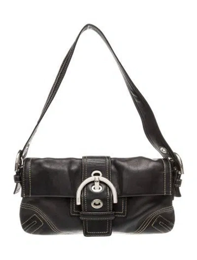 Pre-owned Coach Leather Shoulder Bag In Black