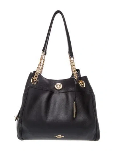 Pre-owned Coach Leather Shoulder Bag In Black