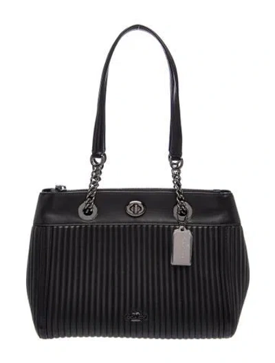 Pre-owned Coach Leather Shoulder Bag In Black