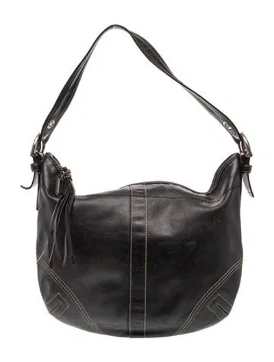 Pre-owned Coach Leather Shoulder Bag In Black