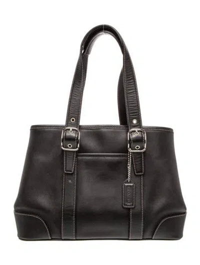 Pre-owned Coach Leather Shoulder Bag In Black