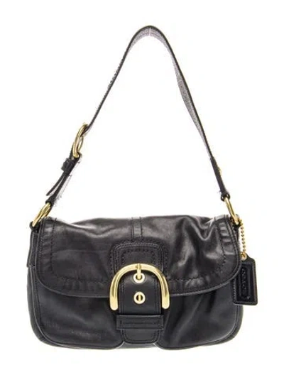 Pre-owned Coach Leather Shoulder Bag In Black
