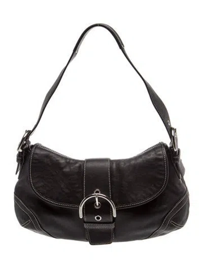 Pre-owned Coach Leather Shoulder Bag In Black