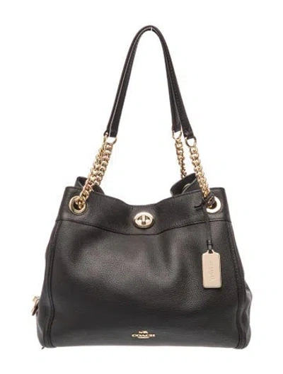 Pre-owned Coach Leather Shoulder Bag In Black