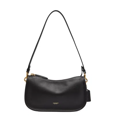 Coach Leather Shoulder Bag In Black