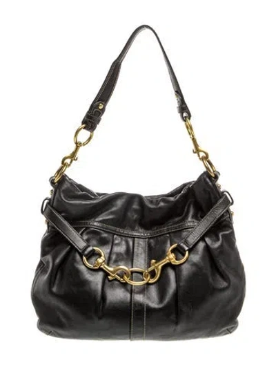 Pre-owned Coach Leather Shoulder Bag In Black