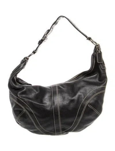 Pre-owned Coach Leather Shoulder Bag In Black