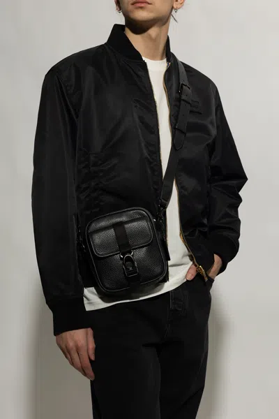 Coach Coated-canvas Messenger Bag In Black