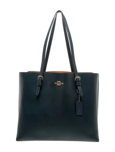 Pre-owned Coach Leather Shoulder Bag In Blue