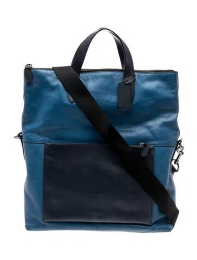 Pre-owned Coach Leather Shoulder Bag In Blue