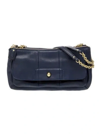 Pre-owned Coach Leather Shoulder Bag In Blue
