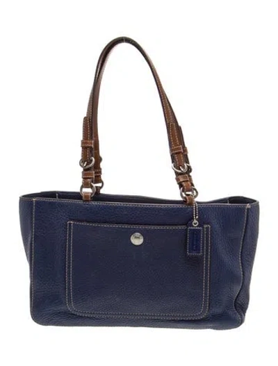 Pre-owned Coach Leather Shoulder Bag In Blue