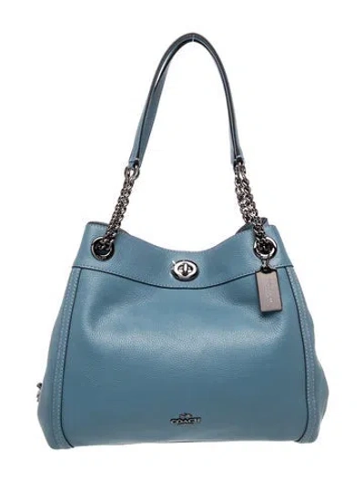 Pre-owned Coach Leather Shoulder Bag In Blue