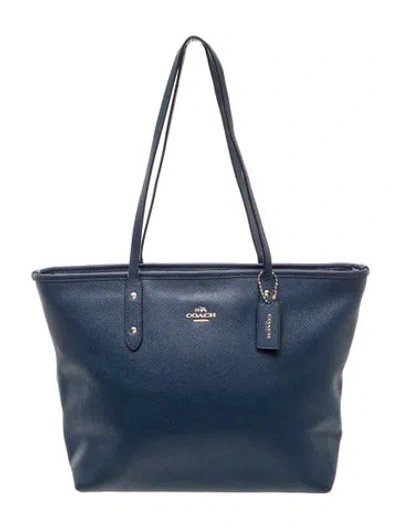 Pre-owned Coach Leather Shoulder Bag In Blue