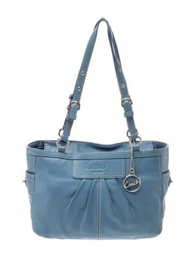 Pre-owned Coach Leather Shoulder Bag In Blue
