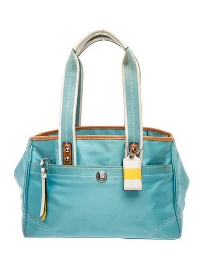 Pre-owned Coach Leather Shoulder Bag In Blue