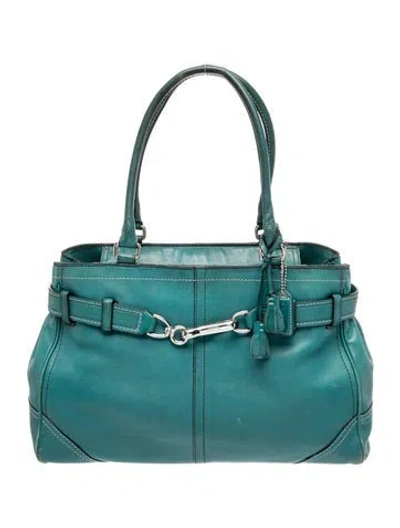 Pre-owned Coach Leather Shoulder Bag In Blue