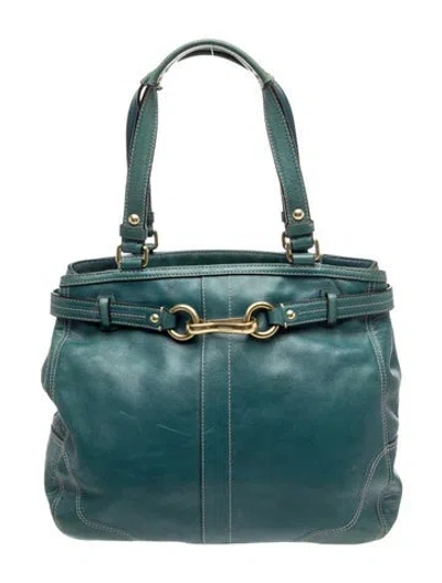 Pre-owned Coach Leather Shoulder Bag In Blue