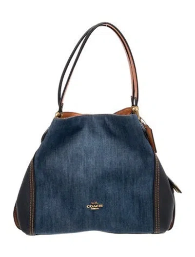 Pre-owned Coach Leather Shoulder Bag In Blue