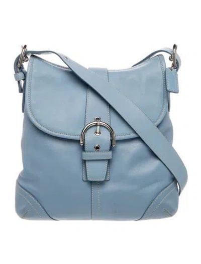 Pre-owned Coach Leather Shoulder Bag In Blue