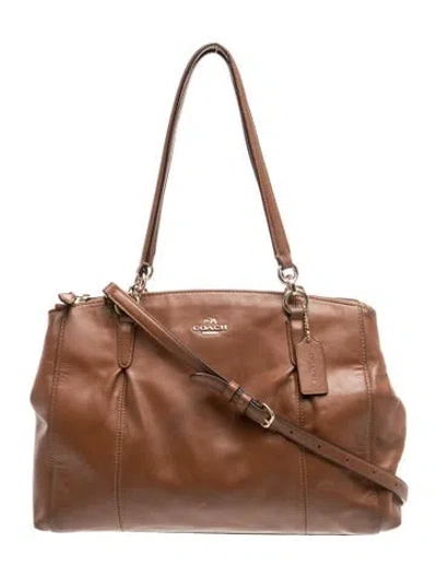 Pre-owned Coach Leather Shoulder Bag In Brown/neutrals