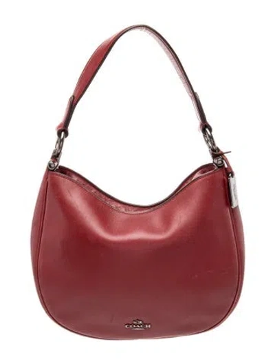 Pre-owned Coach Leather Shoulder Bag In Burgundy