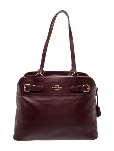 Pre-owned Coach Leather Shoulder Bag In Burgundy