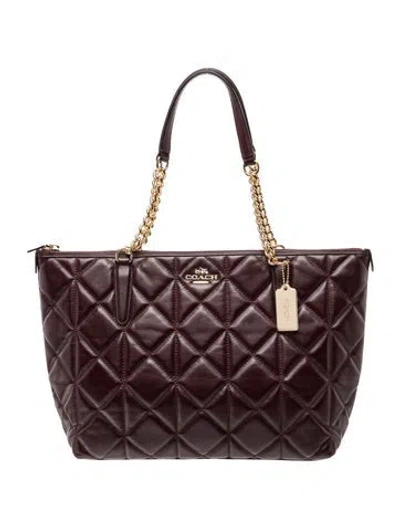 Pre-owned Coach Leather Shoulder Bag In Burgundy