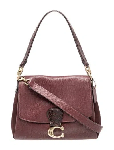 Pre-owned Coach Leather Shoulder Bag In Burgundy