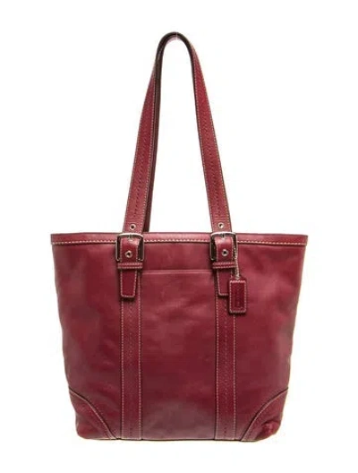 Pre-owned Coach Leather Shoulder Bag In Burgundy