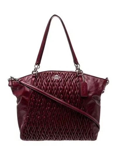 Pre-owned Coach Leather Shoulder Bag In Burgundy
