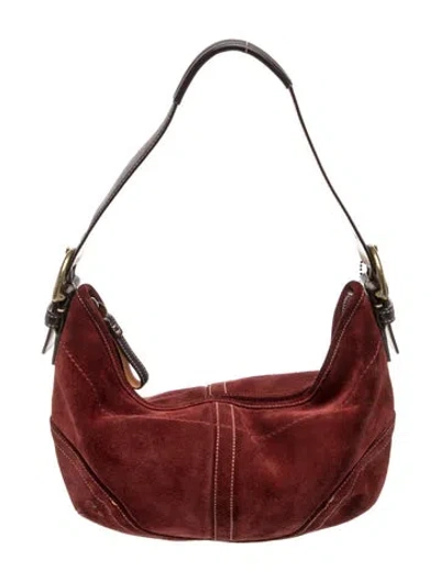 Pre-owned Coach Leather Shoulder Bag In Burgundy