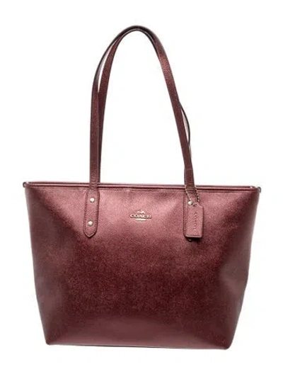 Pre-owned Coach Leather Shoulder Bag In Burgundy