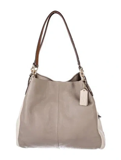 Pre-owned Coach Leather Shoulder Bag In Gray