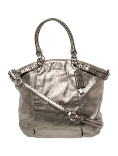 Pre-owned Coach Leather Shoulder Bag In Gray