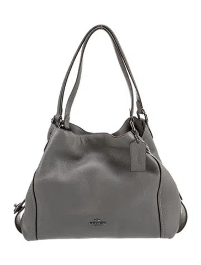 Pre-owned Coach Leather Shoulder Bag In Gray