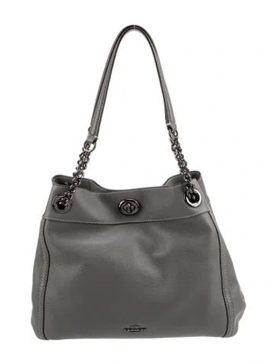 Pre-owned Coach Leather Shoulder Bag In Gray