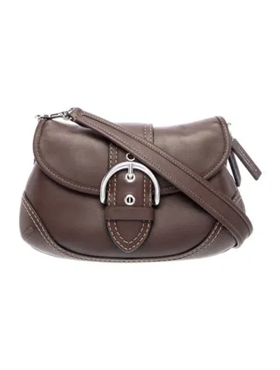 Pre-owned Coach Leather Shoulder Bag In Gray