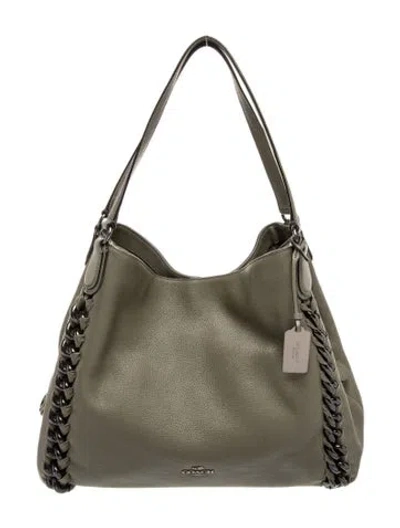 Pre-owned Coach Leather Shoulder Bag In Gray