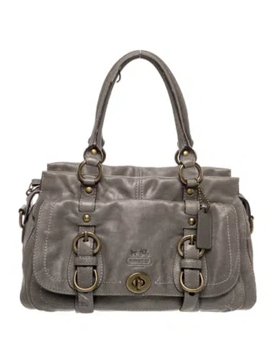 Pre-owned Coach Leather Shoulder Bag In Gray