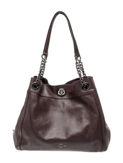 Pre-owned Coach Leather Shoulder Bag In Gray